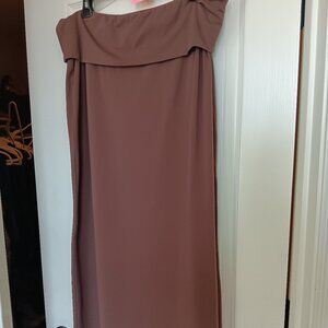 Aerie maxi  brown modest skirt fold over waist XL knit